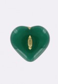 18x14mm 18x14mm Czech Glass Heart Bead Emerald / Gold x1
