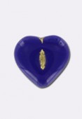 18x14mm18x14mm Czech Glass Heart Bead Lapis / Gold x1