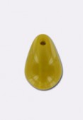 6x9mm Czech Teardrop Glass Beads Green Gold x4