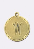 Estampe médaille alphabet W 18 mm or x1