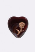 18x14mm Czech Glass Heart Bead Turquoise / Gold x1